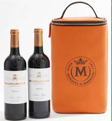 Red wine 2 Marqués de Murrieta  en bolsa de cuero